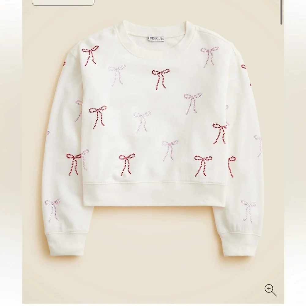 Crewcuts Girls' hotfix bow crewneck sweatshirt in terry